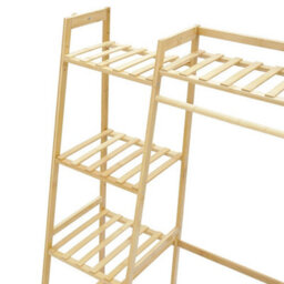 Heavy Duty Wooden Clothes Rail Rack Garment Hanging Stand Ladder Shelf Wardrobe - thumbnail 4