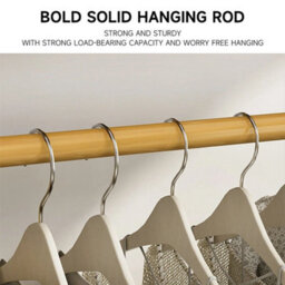 Heavy Duty Wooden Clothes Rail Rack Garment Hanging Stand Ladder Shelf Wardrobe - thumbnail 3