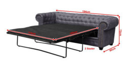 Astor Chesterfield Style Sofa Bed 2 Seater  Grey Faux Leather - thumbnail 5
