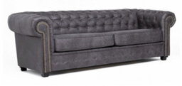 Astor Chesterfield Style Sofa Bed 2 Seater  Grey Faux Leather - thumbnail 2