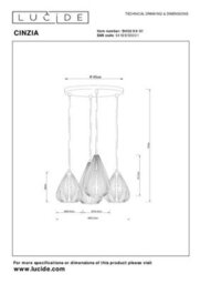 Lucide Cinzia Pendant Light Diameter 55.5Cm 4Xe27 - White - thumbnail 6