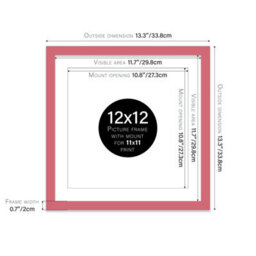 "12X12"" Pink Picture Frame - 12X12"" Square Frame With 11X11"" Mount For 12X12""/11X11"" Pictures Moderrn Style Thin Edge, 1 Pack" - thumbnail 2