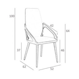 Angel Cerda Stylish Cream Leatherette Dining Chair With Walnut Legs - thumbnail 7