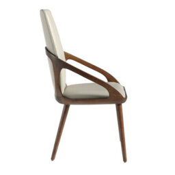 Angel Cerda Stylish Cream Leatherette Dining Chair With Walnut Legs - thumbnail 5