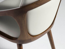 Angel Cerda Stylish Cream Leatherette Dining Chair With Walnut Legs - thumbnail 4