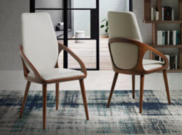 Angel Cerda Stylish Cream Leatherette Dining Chair With Walnut Legs - thumbnail 2