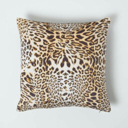 Homescapes Leopard Print Velvet Cushion 46 X 46 Cm - thumbnail 1