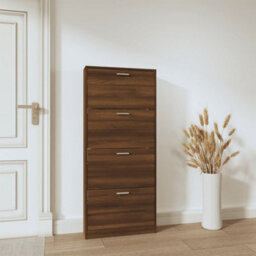 Berkfield Modern Shoe Cabinet Brown Oak 59X17X150 Cm Engineered Wood - thumbnail 3