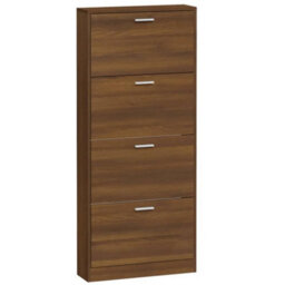 Berkfield Modern Shoe Cabinet Brown Oak 59X17X150 Cm Engineered Wood - thumbnail 5