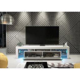 Creative Furniture Nova Tv Unit 200Cm - White & Grey Gloss Doors And Led Lights - thumbnail 3