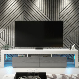Creative Furniture Nova Tv Unit 200Cm - White & Grey Gloss Doors And Led Lights - thumbnail 1
