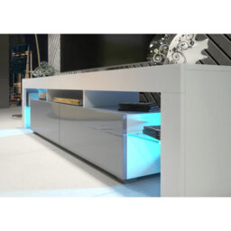 Creative Furniture Nova Tv Unit 200Cm - White & Grey Gloss Doors And Led Lights - thumbnail 4