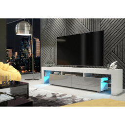 Creative Furniture Nova Tv Unit 200Cm - White & Grey Gloss Doors And Led Lights - thumbnail 6