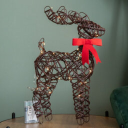 Samuel Alexander 40Cm Battery Operated Light Up Christmas Reindeer With Red Bow & 30 Warm White Leds - thumbnail 3