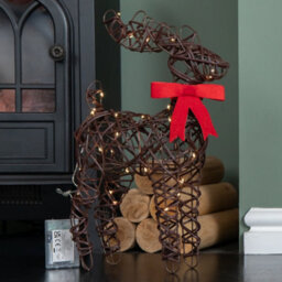 Samuel Alexander 40Cm Battery Operated Light Up Christmas Reindeer With Red Bow & 30 Warm White Leds - thumbnail 2