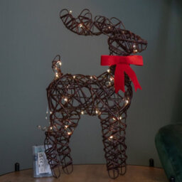 Samuel Alexander 40Cm Battery Operated Light Up Christmas Reindeer With Red Bow & 30 Warm White Leds - thumbnail 1
