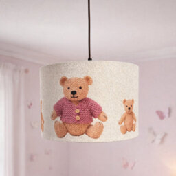 CGC Lighting Cgc Blake 30Cm Oatmeal Linen Pink Teddy Bear Children's Lamp Shade - thumbnail 3