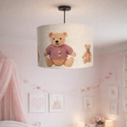 CGC Lighting Cgc Blake 30Cm Oatmeal Linen Pink Teddy Bear Children's Lamp Shade - thumbnail 2