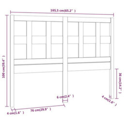 Berkfield Bed Headboard Black 165.5X4X100 Cm Solid Wood Pine - thumbnail 6