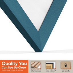 "30X17"" Navy Blue Sleek Vinyl Record Frame With White Mount For 12 Inch Lp Album Cover & Disc - Ak Frames" - thumbnail 3