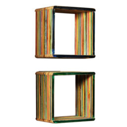 Berkfield Wall Shelf Set 3 Pieces Solid Reclaimed Teak Multicolour - thumbnail 3