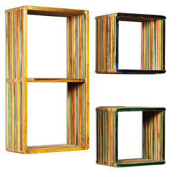 Berkfield Wall Shelf Set 3 Pieces Solid Reclaimed Teak Multicolour - thumbnail 2