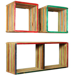 Berkfield Wall Shelf Set 3 Pieces Solid Reclaimed Teak Multicolour - thumbnail 8
