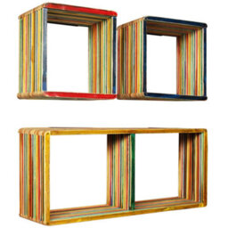Berkfield Wall Shelf Set 3 Pieces Solid Reclaimed Teak Multicolour - thumbnail 9