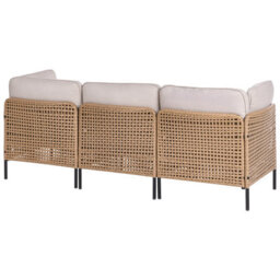 Beliani Garden Lounge Set With Table 6 Seater Omegana Modular Pe Rattan Light Beige - thumbnail 6