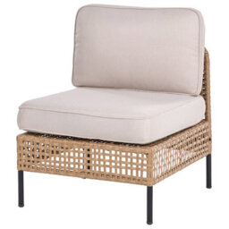 Beliani Garden Lounge Set With Table 6 Seater Omegana Modular Pe Rattan Light Beige - thumbnail 7