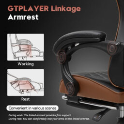 Luckracer Gaming Chair, Ergonomic Computer Chair With Footrest, Height Adjustable Gaming Chair 360 Swivel Office, Brown - thumbnail 5