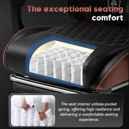 Luckracer Gaming Chair, Ergonomic Computer Chair With Footrest, Height Adjustable Gaming Chair 360 Swivel Office, Brown - thumbnail 4