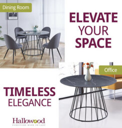 Hallowood Furniture Cullompton Round Dining Table 120Cm With Grey Marble Effect Top And Black Base - thumbnail 6