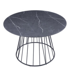 Hallowood Furniture Cullompton Round Dining Table 120Cm With Grey Marble Effect Top And Black Base - thumbnail 8