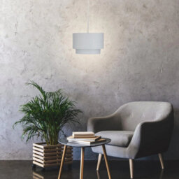 Pair Of Easy Fit Light Shades Light Grey 2 Tier Modern Ceiling Pendant Shades - thumbnail 3