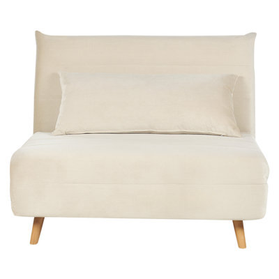 Beliani Single Sofa Bed Setten Velvet Light Beige - image 1