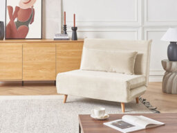 Beliani Single Sofa Bed Setten Velvet Light Beige - thumbnail 2