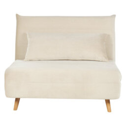 Beliani Single Sofa Bed Setten Velvet Light Beige
