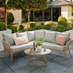 Kettler Messina Rope Corner Patio Set With Ceramic Coffee Table Aluminium Frame, Rainsafe Fabric, Grey Outdoor Sofa Set - thumbnail 1