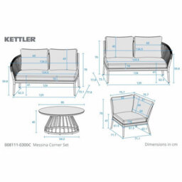Kettler Messina Rope Corner Patio Set With Ceramic Coffee Table Aluminium Frame, Rainsafe Fabric, Grey Outdoor Sofa Set - thumbnail 2