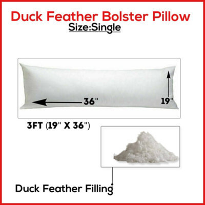 ARLinens Duck Feather & Down Bolster Pillow Long Full Body Support Maternity Pregnancy Orthopedic Pillows Size (Single)