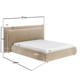 Solace+Co Sigrid Sand Velvet Cushion Headboard Ottoman Bed Kingsize - thumbnail 7