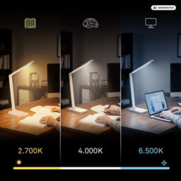 Briloner Led Desk Lamp White 4.8W 400Lm Cct Touch Dimmer Memory Usb-C Reading Office Light Colour Changing - thumbnail 4