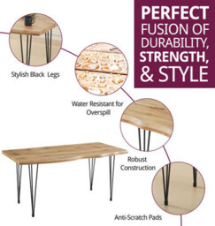 Hallowood Furniture Cullompton Large Dining Table (160Cm) With Live Edge Effect And Black Metal Legs - thumbnail 2