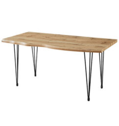 Hallowood Furniture Cullompton Large Dining Table (160Cm) With Live Edge Effect And Black Metal Legs - thumbnail 8