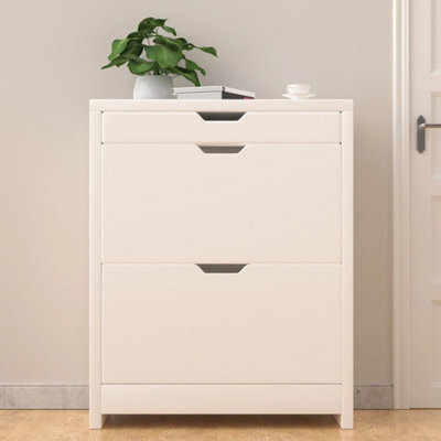 Shoe Cabinet Rack Wooden Shoes Storage Stand Cupboard With 2 Flip - image 1