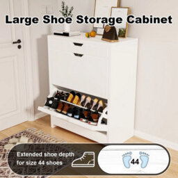 Shoe Cabinet Rack Wooden Shoes Storage Stand Cupboard With 2 Flip - thumbnail 6