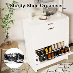 Shoe Cabinet Rack Wooden Shoes Storage Stand Cupboard With 2 Flip - thumbnail 5