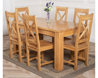 That's Furniture Dakota 152 X 87 Cm Chunky Medium Oak Dining Table And 6 Chairs Dining Set With Berkeley Chairs - image 1