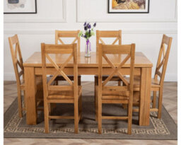 That's Furniture Dakota 152 X 87 Cm Chunky Medium Oak Dining Table And 6 Chairs Dining Set With Berkeley Chairs - thumbnail 2